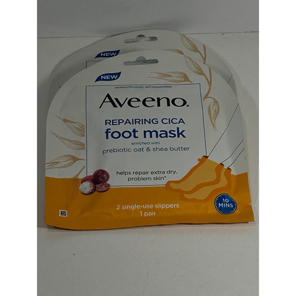 Aveeno Repairing Cica Foot Mask lot of 2 Prebiotic Oat Shea Butter 1 Pair each